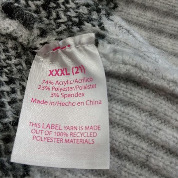 Cardigan Juniors Xxxl 21 Gray Black Cat Print Knit Open Front Fuzzy Sweater 1x2x - Picture 10 of 10